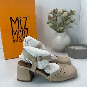 Miz Mooz Storrs Leather Slingback Heels Sandals Cream Women's 6.5/EU 37 Tried On
